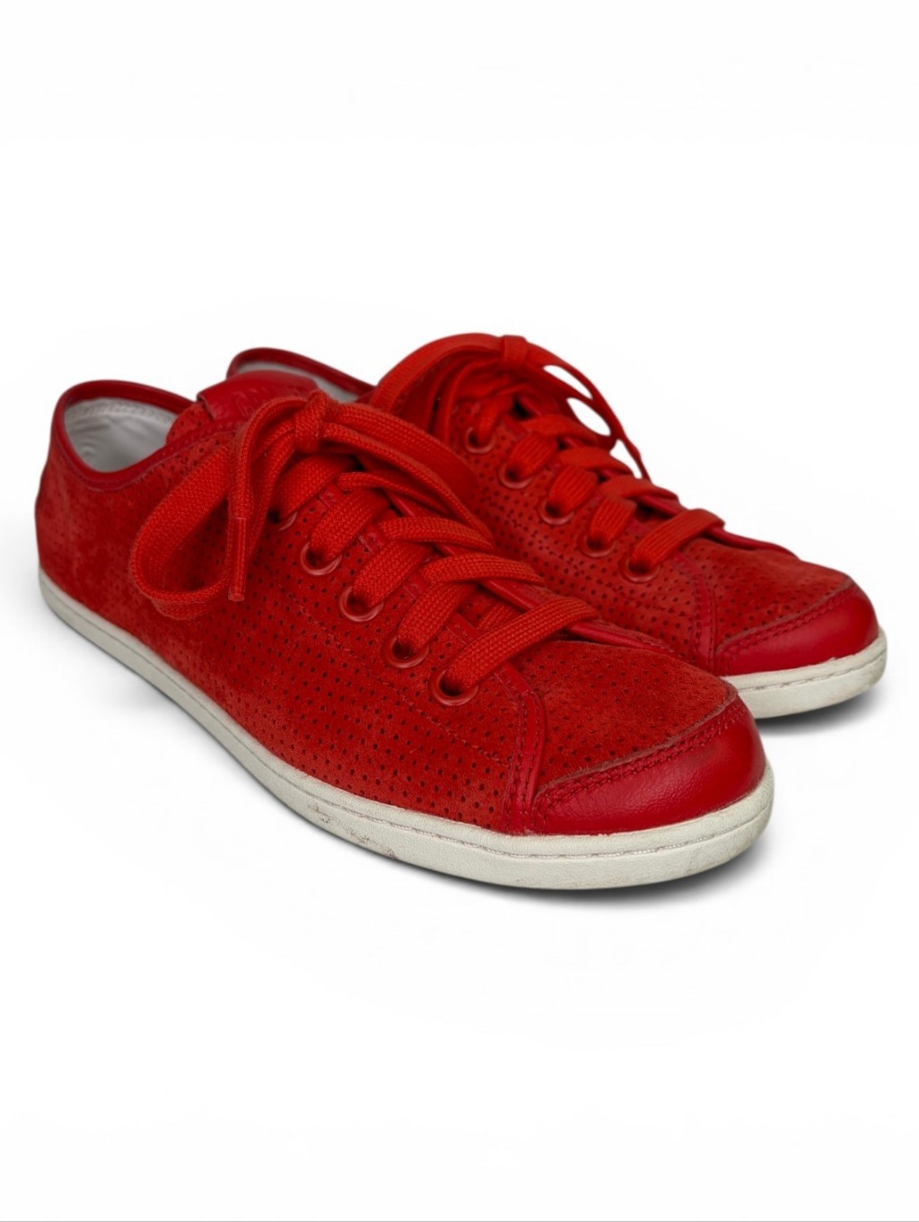 Camper Uno Red Perforated Suede Sneakers 38